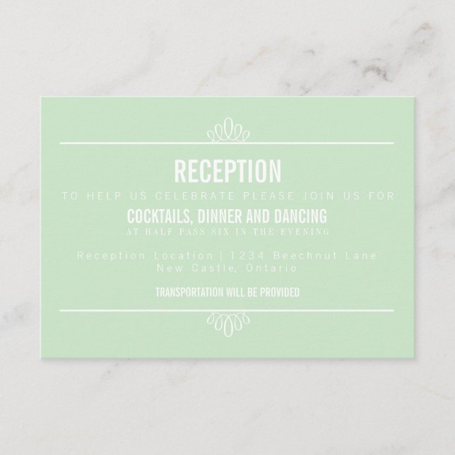 Mint Green Modern Floral Wedding Card Begleitkarte (Vorderseite)