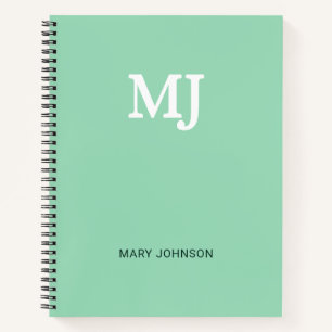 Mint Green Monogram 2 zwei Buchstaben Initials Mod Notizbuch