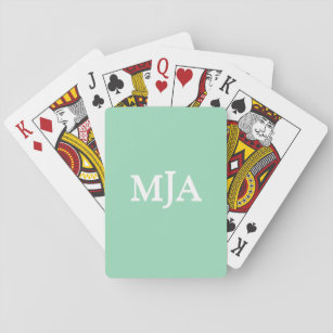 Mint Green Monogram 3-Buchstaben Initials Moderne Spielkarten