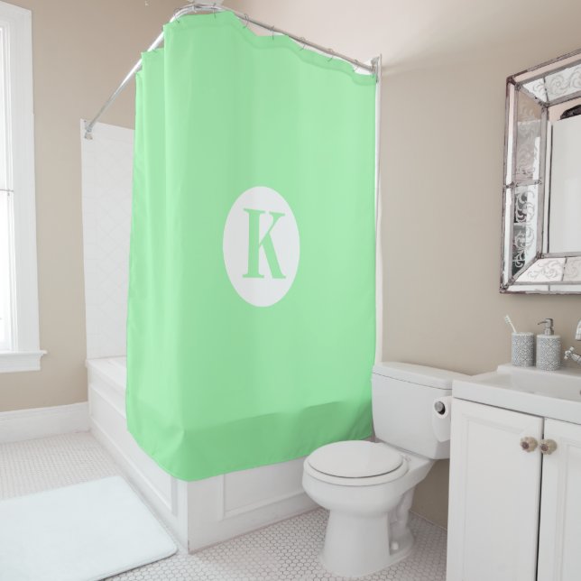 Mint Green Monogram farbenfroh elegant Moderne Dek Duschvorhang (Beispiel)