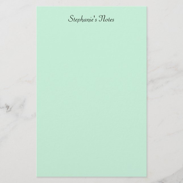 Mint Green Monogram Name Custom Color Elegant Briefpapier (Vorderseite)