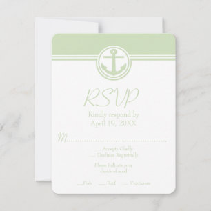 Mint Green Nautical Anchor Wedding RSVP Card Karte