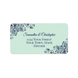 Mint Green & Navy Blue Elegant Hochzeitsadresse Adressaufkleber