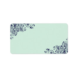 Mint Green & Navy Blue Lace Blank Hochzeitsadresse Adressaufkleber