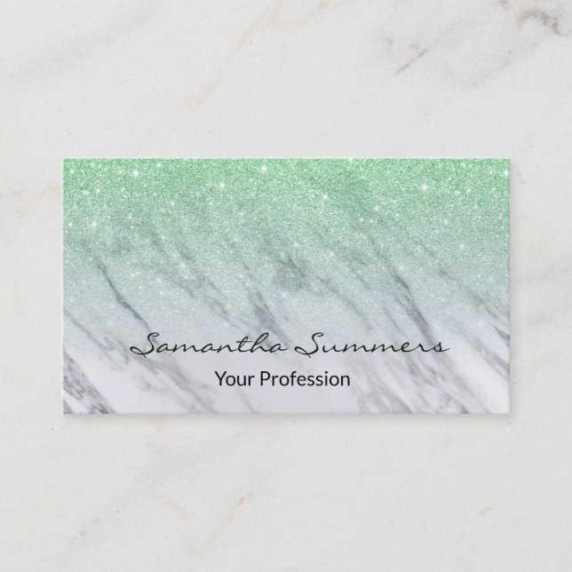 Mint Green Ombre Glitzer Marble anpassen Glitzer Visitenkarte (Vorderseite)