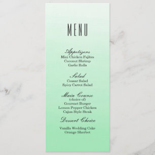 Mint Green Ombre   Speisekarte für Hochzeiten Menükarte