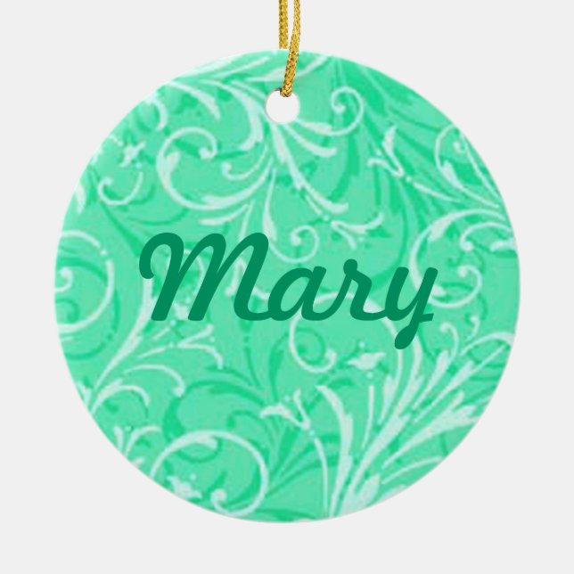 Mint Green Ornamental Name Ornament (Vorne)
