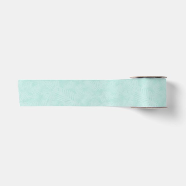 Mint Green Palm Fronds Satinband (Vorderseite)