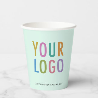 Mint Green Paper Cups Custom Business Logo 8 oz Pappbecher