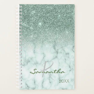 Mint Green Parties scintillant Ombre Marbre Monogr