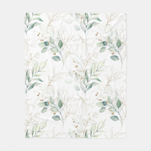 Mint Green Pastel Blumengrün Muster Fleecedecke
