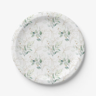 Mint Green Pastel Blumengrün Muster Pappteller