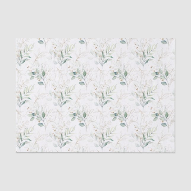 Mint Green Pastel Blumengrün Muster Seidenpapier (Vorderseite)