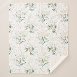Mint Green Pastel Blumengrün Muster Sherpadecke