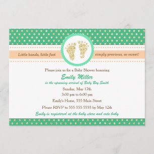 Mint Green Peach Baby Dusche Einladung