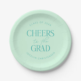 Mint Green Personalisiert Cheers Grad Party Pappteller
