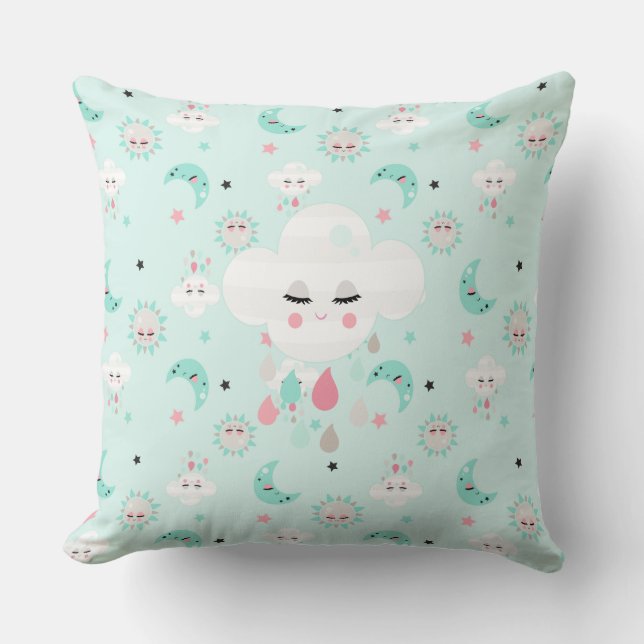 MINT GREEN PINK, GRAU UND SCHWARZ KISSEN (Vorderseite)
