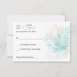 Mint Green & Pink Palmblättern am UAWG RSVP Karte