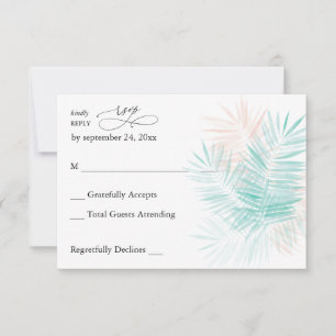 Mint Green & Pink Palmblättern am UAWG RSVP Karte