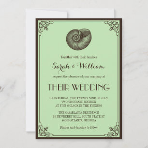 Mint Green Plage nautique Invitation de mariage