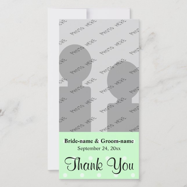 Mint Green Polka Dot Muster. Hochzeit Danke (Vorderseite)