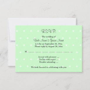 Mint Green Polka Dot Muster. Hochzeit RSVP Karte