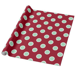 Mint Green Polka Dots auf Maroon Weihnachtsbuch Geschenkpapier