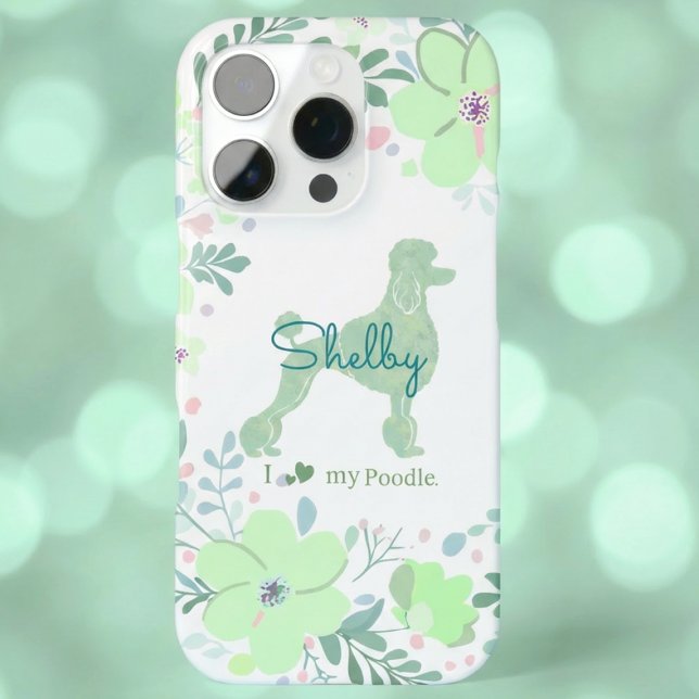 Mint Green Poodle | Custom Floral Dog Mom iPhone 16 Pro Hülle (Von Creator hochgeladen)