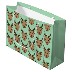 Mint Green Rentier Weihnachtsgeschenktasche Große Geschenktüte