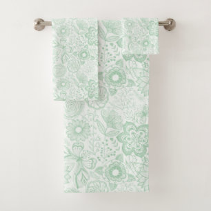 Mint-green retro flowers pattern