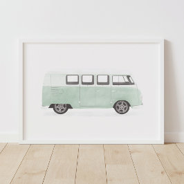 Mint Green Retro Van Kinderzimmer Dekor Poster