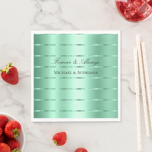 Mint Green Ribbon Wedding Brautparty Serviette (Beispiel)