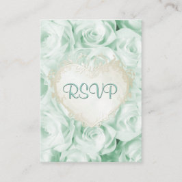 Mint Green Rose Floral Wedding RSVP Begleitkarte