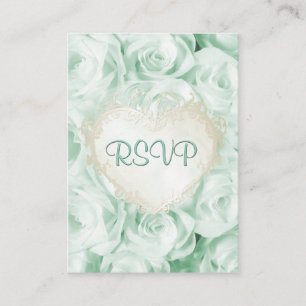 Mint Green Rose Floral Wedding RSVP Begleitkarte