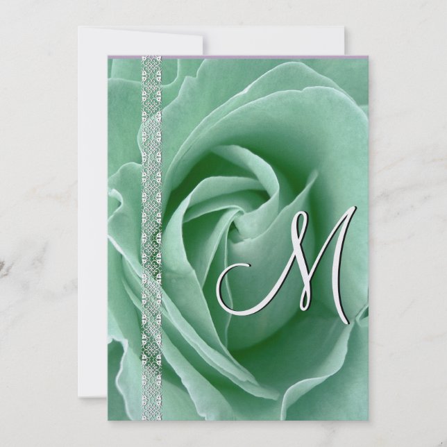 MINT GREEN Rose & Hochzeit Einladungen (Vorderseite)