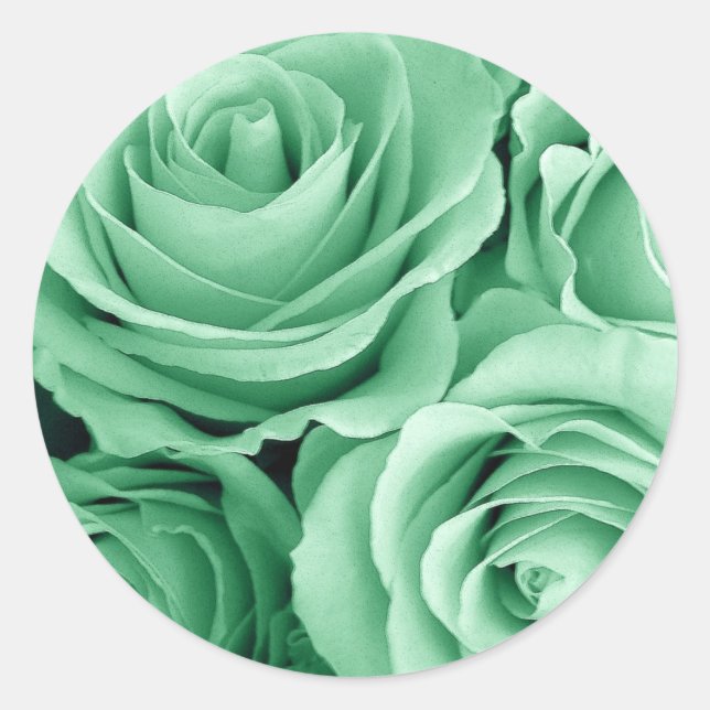 MINT GREEN Rose - Hochzeit Umschlag Aufkleber (Vorderseite)