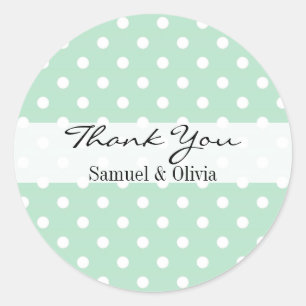 Mint Green Round Custom Polka Dotted Vielen Dank Runder Aufkleber