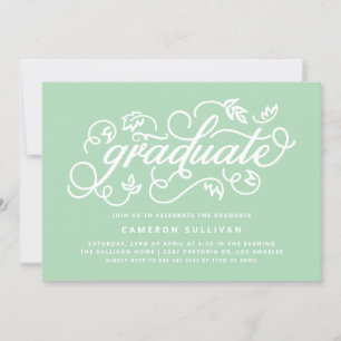 Mint Green Rustic Calligraphy Graduation Party Einladung