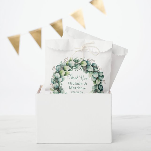Mint Green & Sage Green Eucalyptus Wedding Geschenktütchen (Party)