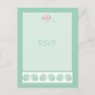 Mint Green Seashells Wedding RSVP Card Einladungspostkarte