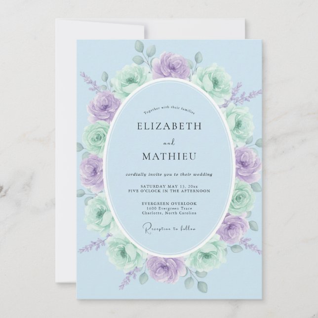 Mint Green Serene Springtime Wedding Einladung (Vorderseite)