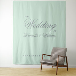 Mint Green Simple Calligraphy Wedding Background Wandteppich