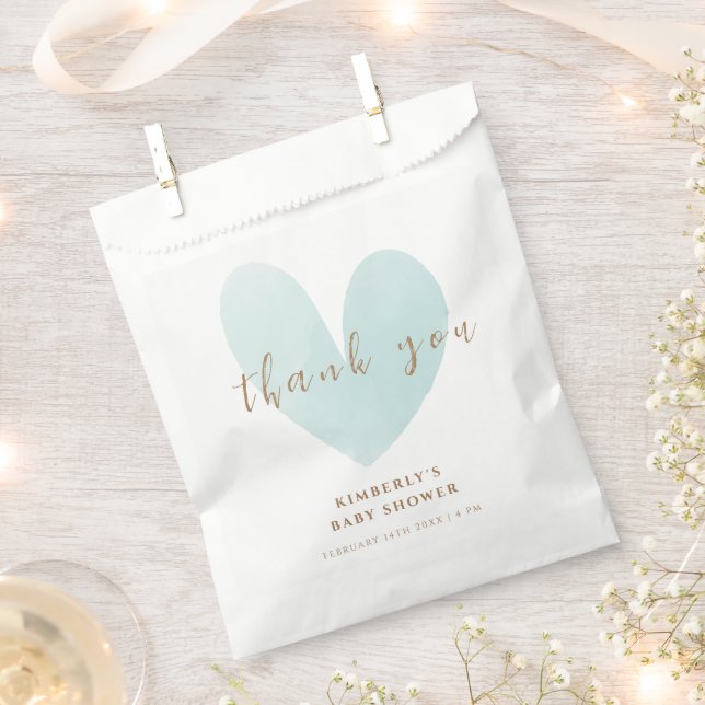 Mint Green Simple Heart Baby Dusche Danke Geschenktütchen (Ausgeschnitten)