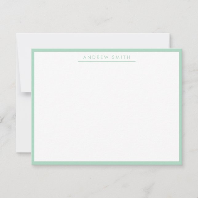 Mint Green Simple Line Modernes Classic Minimalist Mitteilungskarte (Vorderseite)