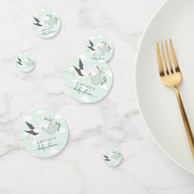 Mint Green Stork Baby Dusche Konfetti (Gruppe)