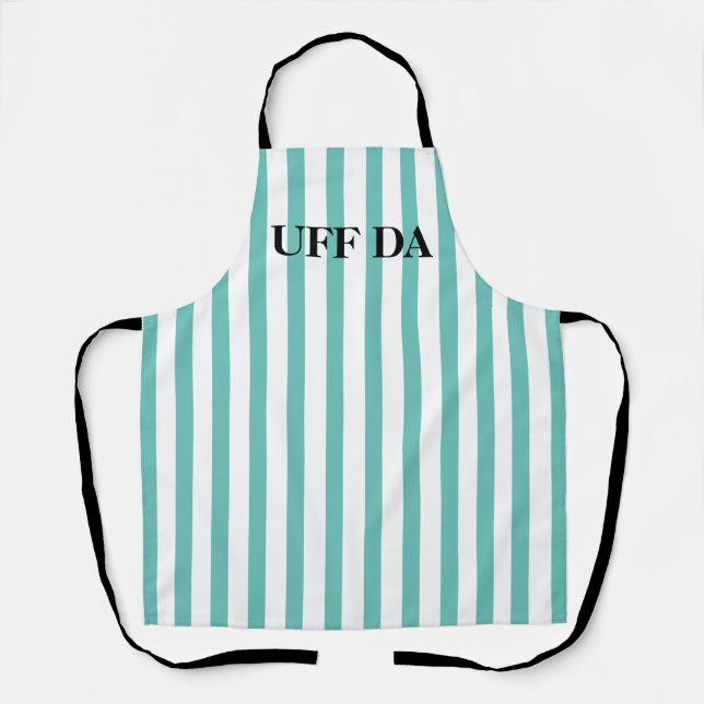 Mint Green Striped Uff Da All-Over Print Apron Schürze (Vorderseite)