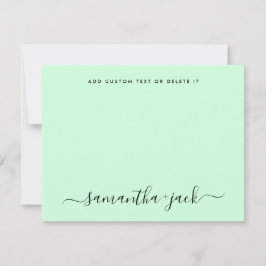 Mint Green Stylish Script Elegant Minimalist Mitteilungskarte