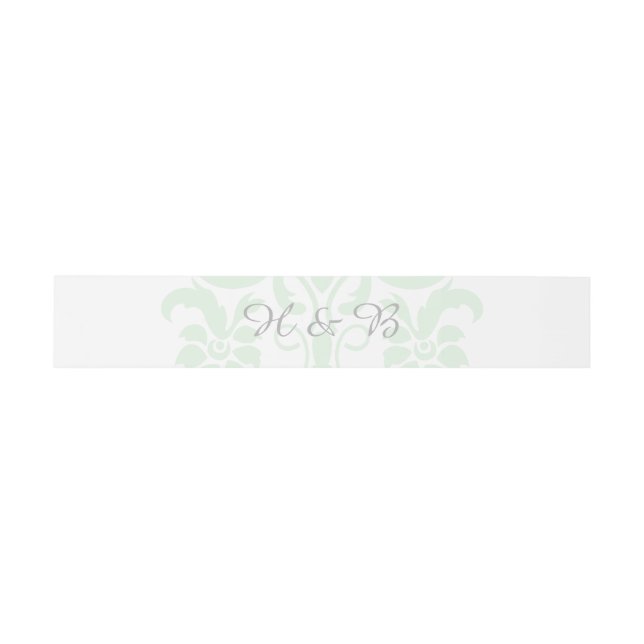 Mint Green subtile Damask Wedelbänder Einladungsbanderole (Flach)