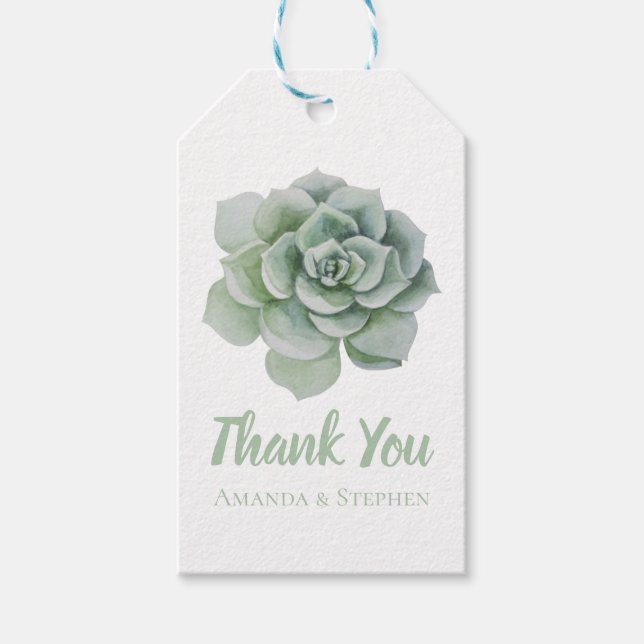 Mint Green Succulent Cactus danke Ihnen für Ihre H Geschenkanhänger (Vorderseite)
