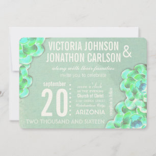 Mint Green Sukkulent Moderne Hochzeit Einladung